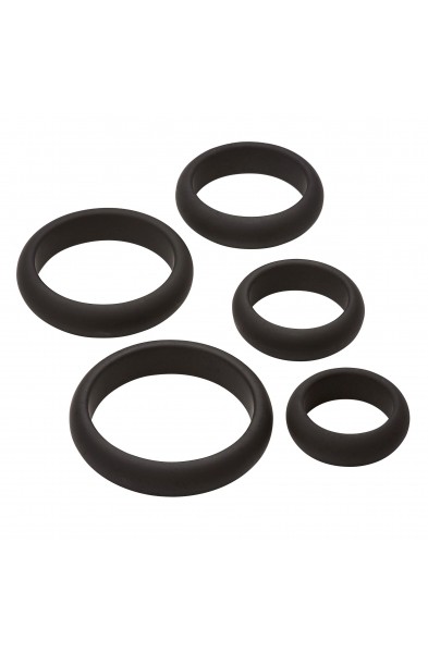 Cloud 9 Comfort Cock Rings With Flat Back 5 Pack - Black