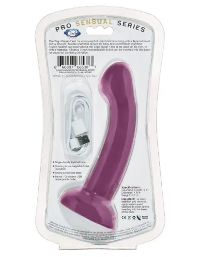 Ergo Super Flexi I Dong Soft and Flexible Liquid  Silicone With Vibrator - Plum