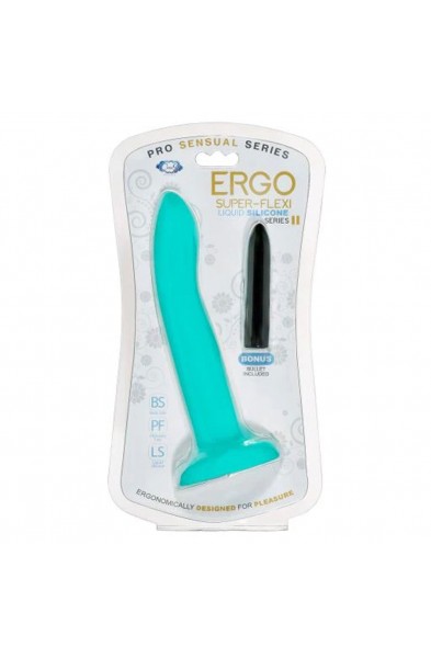 Ergo Super Flexi II Dong Soft and Flexible Liquid  Silicone With Vibrator - Teal