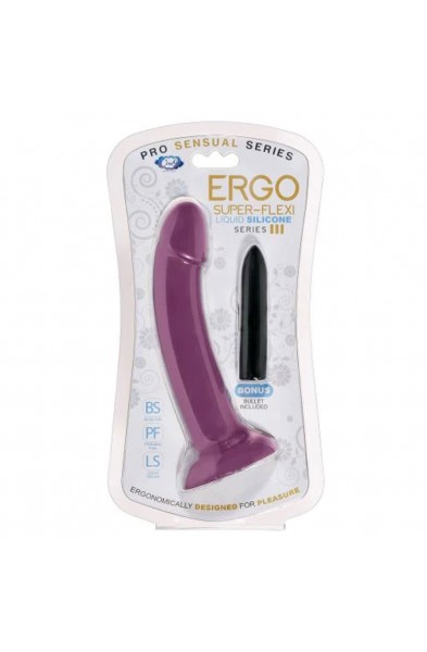 Ergo Super Flexi III Dong Soft and Flexible Liquid Silicone With Vibrator - Plum