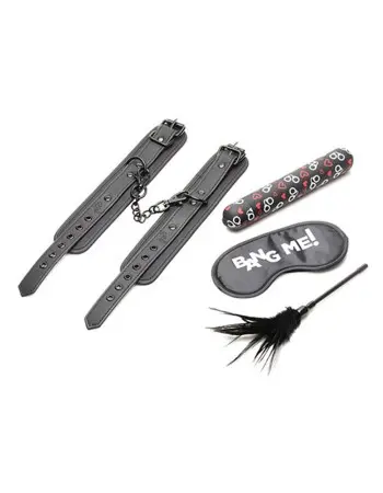 Bang - Bondage Kit - XL Bullet, Cuffs, Tickler and Blindfold - Black