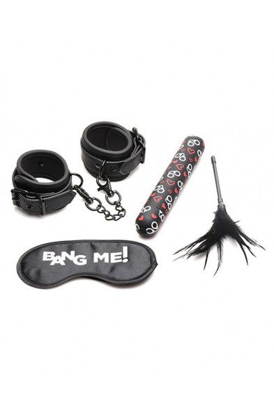 Bang - Bondage Kit - XL Bullet, Cuffs, Tickler and Blindfold - Black