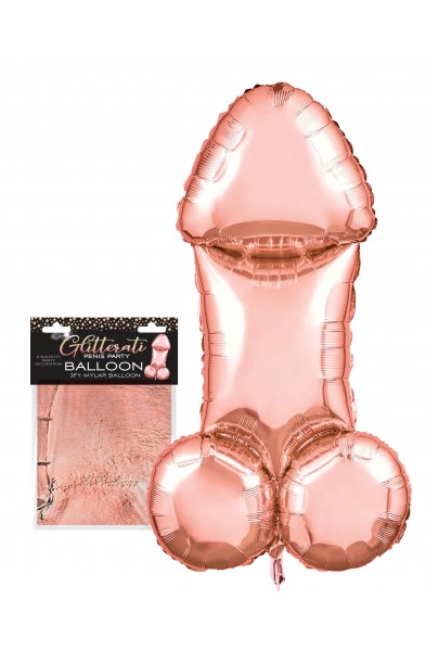 Glitterati Penis Party Balloon - Rose Gold