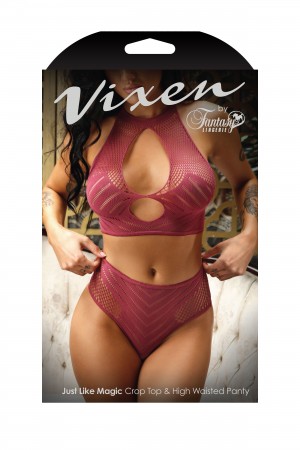 Just Like Magic Top and High Waist Panty - One Size - Cranberry