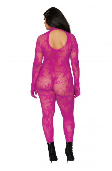 Bodystocking With Finger Gloves - Queen Size -  Azalea