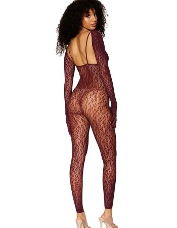 Catsuit Bodystocking and Shrug - One Size -  Burgundy