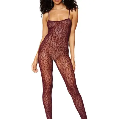Catsuit Bodystocking and Shrug - One Size -  Burgundy