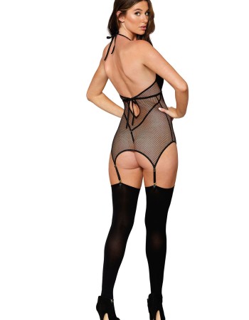 Garter Slip Teddy - One Size - Black