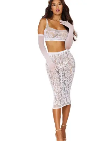 Bralette and Slip Skirt - One Size - White