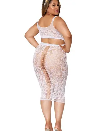 Bralette and Slip Skirt - Queen Size - White