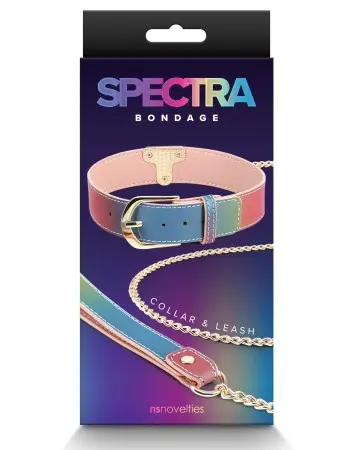 Spectra Bondage - Collar and Leash - Rainbow