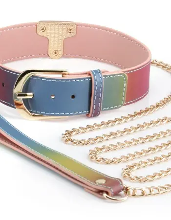 Spectra Bondage - Collar and Leash - Rainbow