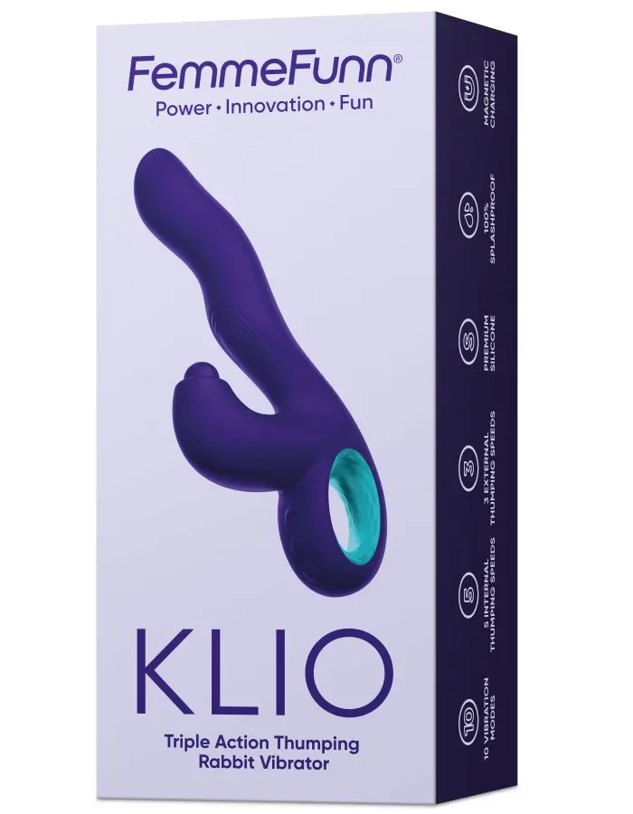 Klio Triple Action Thumping Rabbit Vibrator - Dark Purple