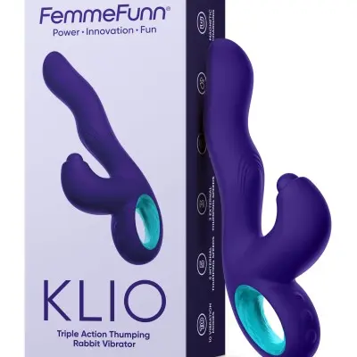 Klio Triple Action Thumping Rabbit Vibrator - Dark Purple