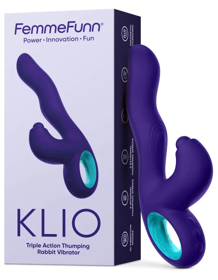 Klio Triple Action Thumping Rabbit Vibrator - Dark Purple