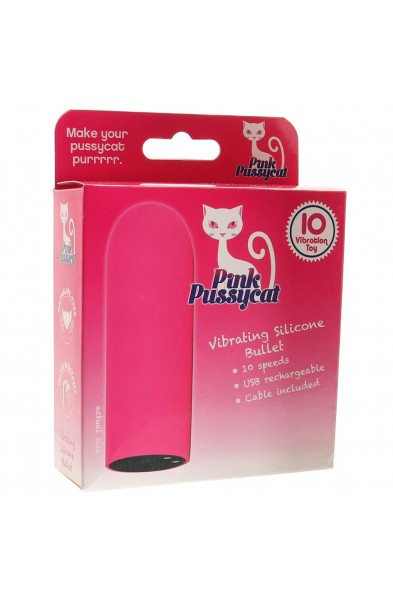 Pink Pussycat Vibrating Silicone Bullet - Pink