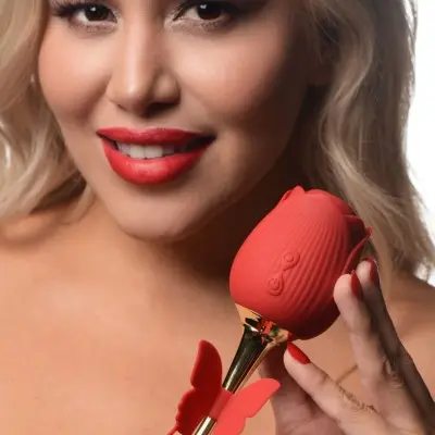 Bloomgasm Flutter Rose Sucking Rose With Butterfly  Teaser - Red