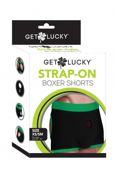 Get Lucky Strap on Boxer Shorts - Xsmall-Small -  Green/black