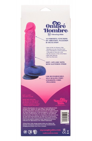 Naughty Bits Ombre Hombre XL Vibrating Dildo -  -  Pink/purple