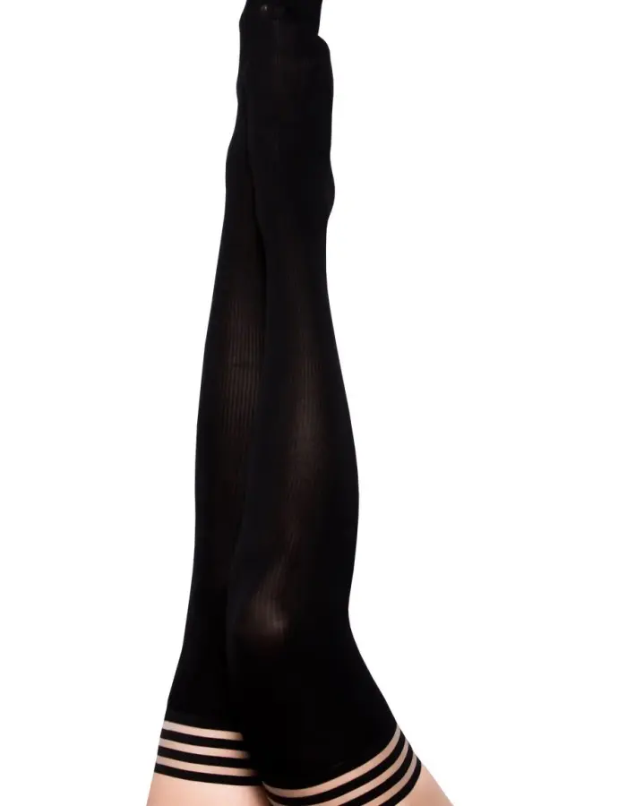 Dana Lynn - Ribbed Thigh High - Size B - Black