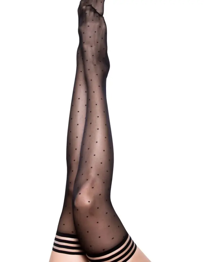 Ally - Polka Dot Thigh High - Size a - Black