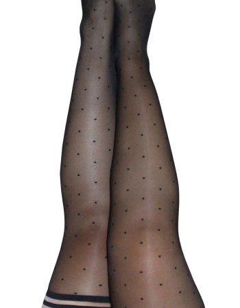 Ally - Polka Dot Thigh High - Size D - Black