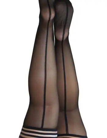 Lois - Back Seam Thigh High - Size D - Black