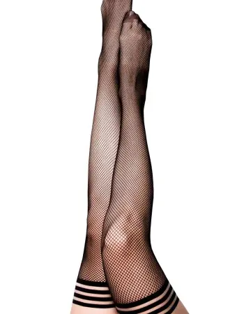 Sam - Fishnet Thigh High - Size C - Black