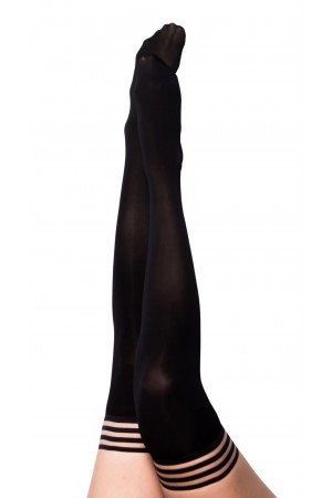 Danielle - Black Opaque Thigh High - Size a - Black