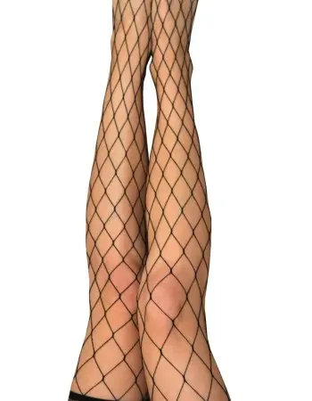 Michelle - Fishnet Thigh High - Size B - Black