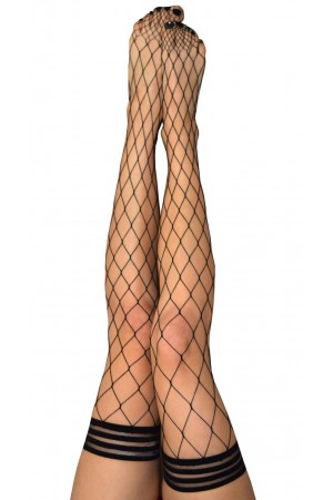 Michelle - Fishnet Thigh High - Size C - Black