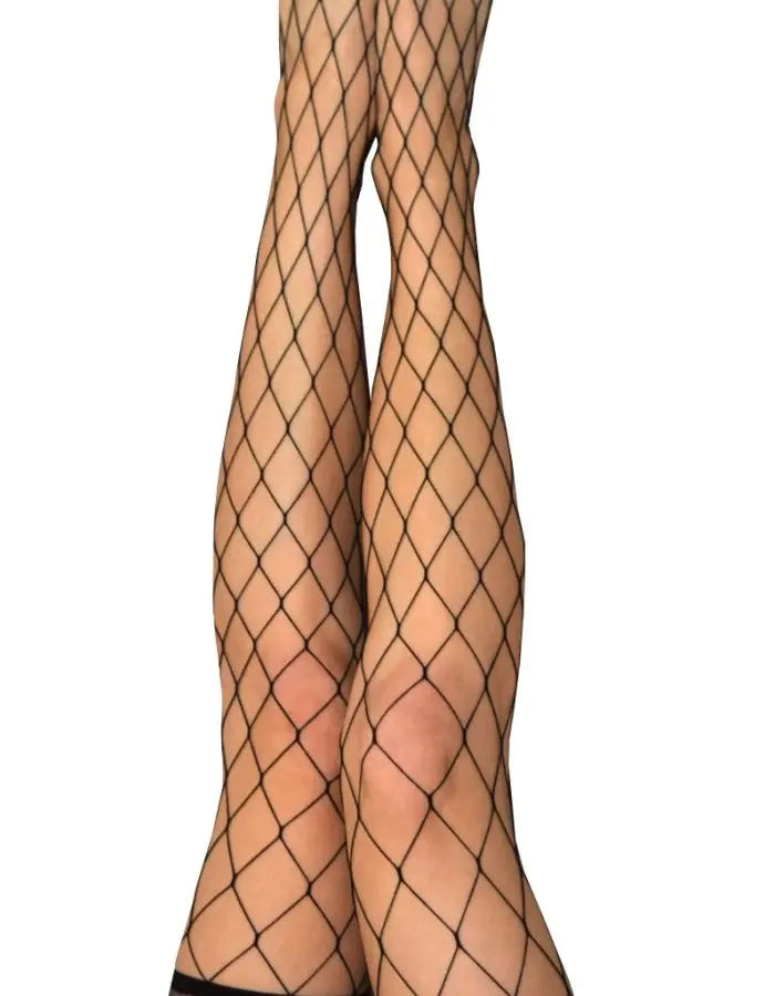 Michelle - Fishnet Thigh High - Size C - Black