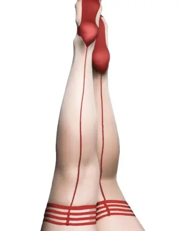 Whitney -Red Back Seam Thigh High - Size B - Nude