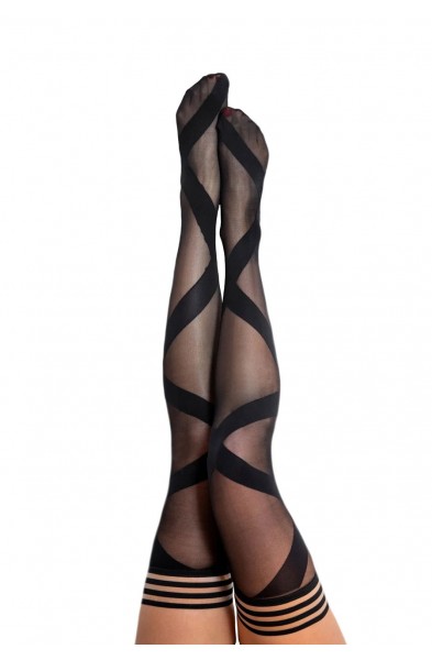 Jackie - Semi Sheer Thigh High - Size B - Black