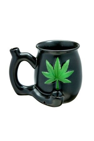 Black Matt Mug With Embossed Green Leaf - Roast  and Toast