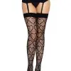 Heart Net Thigh Highs - One Size - Black
