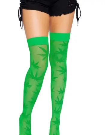 420 Net Thigh Highs - One Size - Green