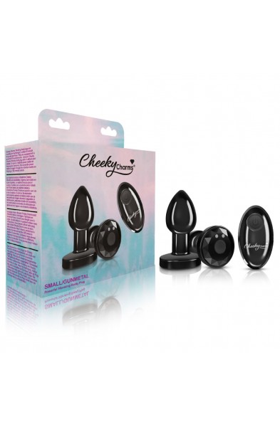 Cheeky Charms - Rechargeable Vibrating Metal Butt  Plug With Remote Control - Gunmetal - Small