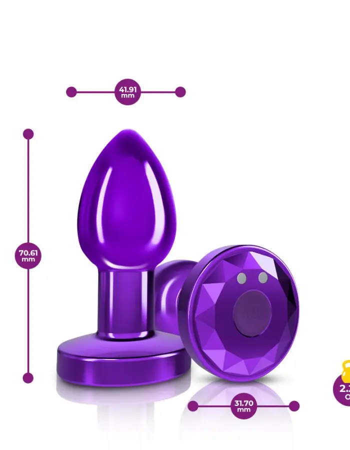 Vibrating Purple Metal Remote Plug - Small