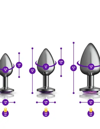 Purple Round Gem Anal Trainer Kit - Gunmetal