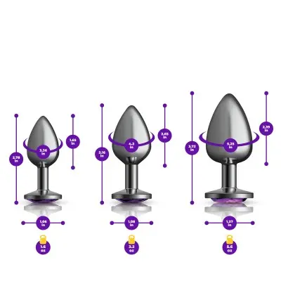 Purple Round Gem Anal Trainer Kit - Gunmetal