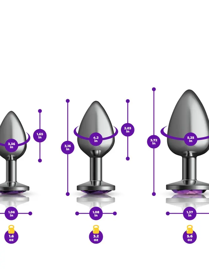 Purple Round Gem Anal Trainer Kit - Gunmetal