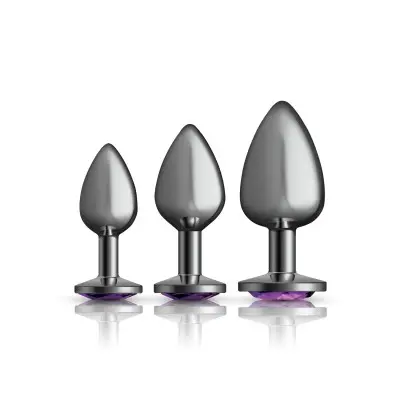 Purple Round Gem Anal Trainer Kit - Gunmetal