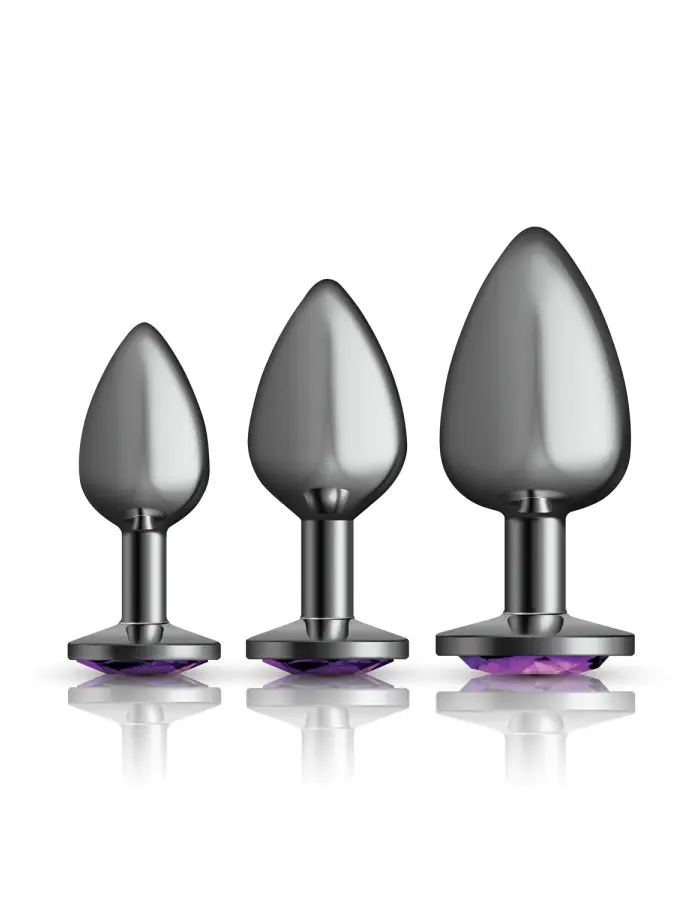 Purple Round Gem Anal Trainer Kit - Gunmetal