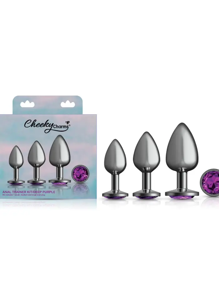 Purple Round Gem Anal Trainer Kit - Gunmetal