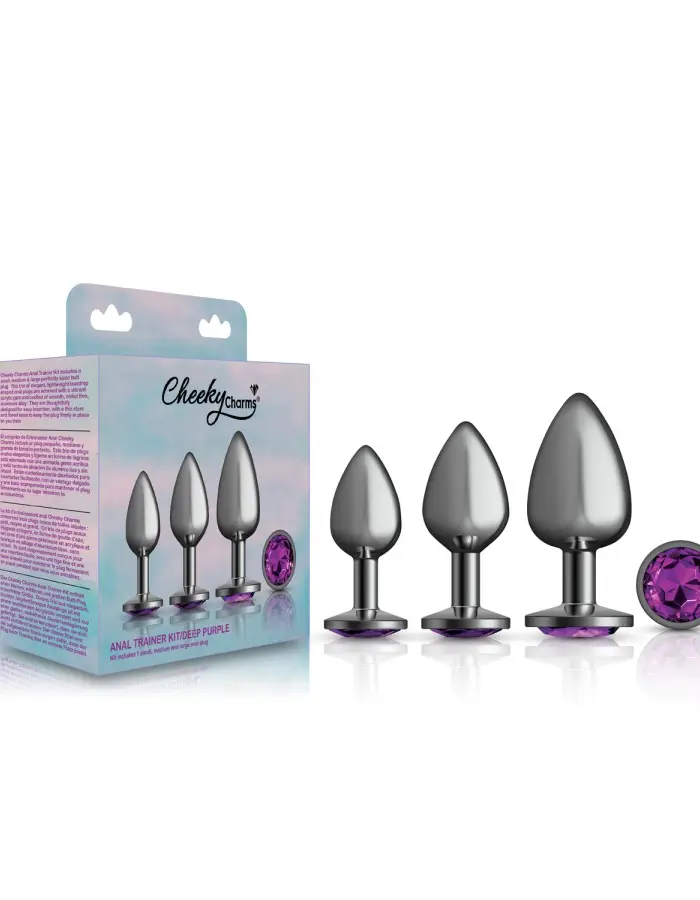 Purple Round Gem Anal Trainer Kit - Gunmetal