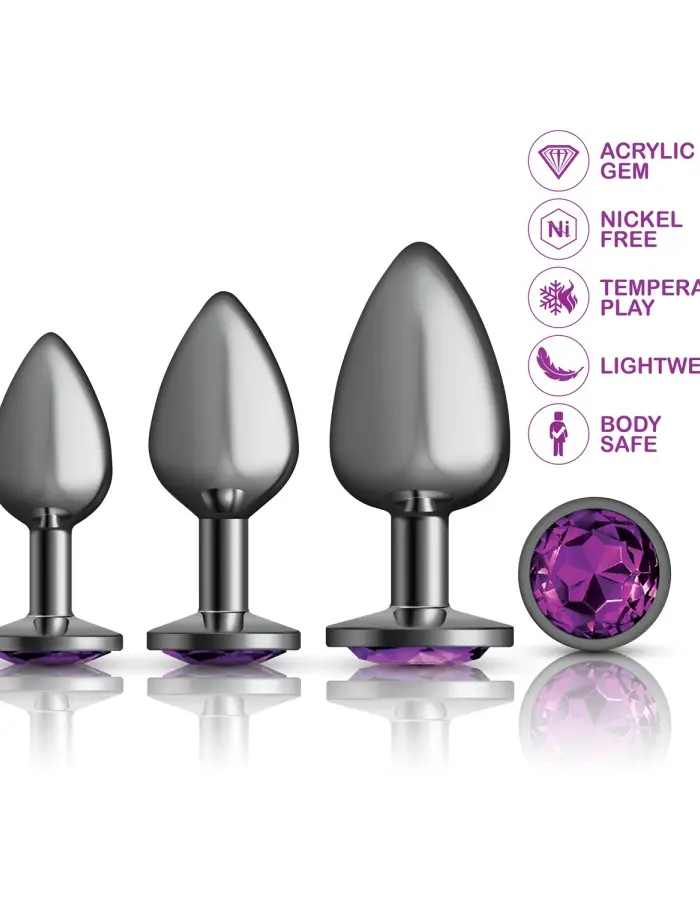 Purple Round Gem Anal Trainer Kit - Gunmetal
