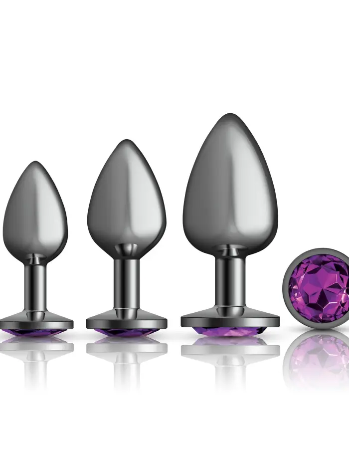 Purple Round Gem Anal Trainer Kit - Gunmetal