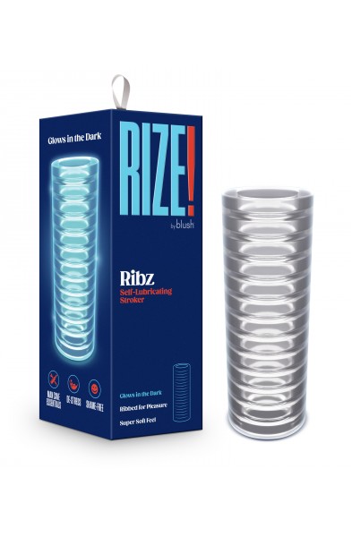 Rize - Ribz - Glow in the Dark Self - Lubricating  Stroker - Clear