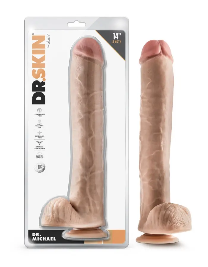 Dr. Skin - Dr. Michael - 14 Inch Dildo With Balls - Beige